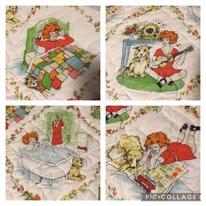 Vintage Little Orphan Annie Quilted Twin Bedspread